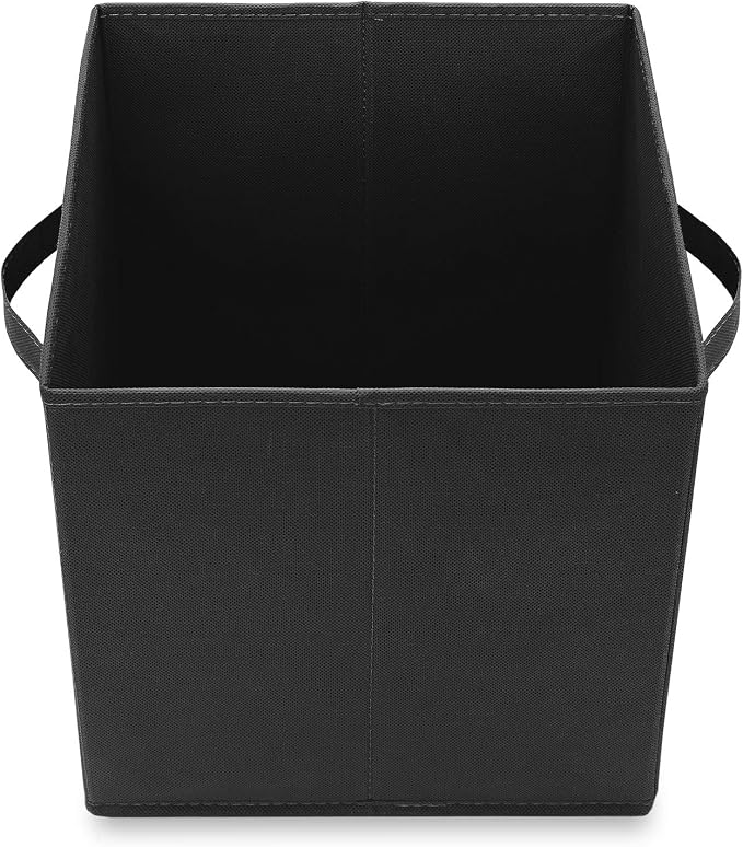 Casafield Set of 12 Collapsible Fabric Cube Storage Bins, Black - 11" Foldable Cloth Baskets for Shelves, Cubby Organizers & More - Image 4