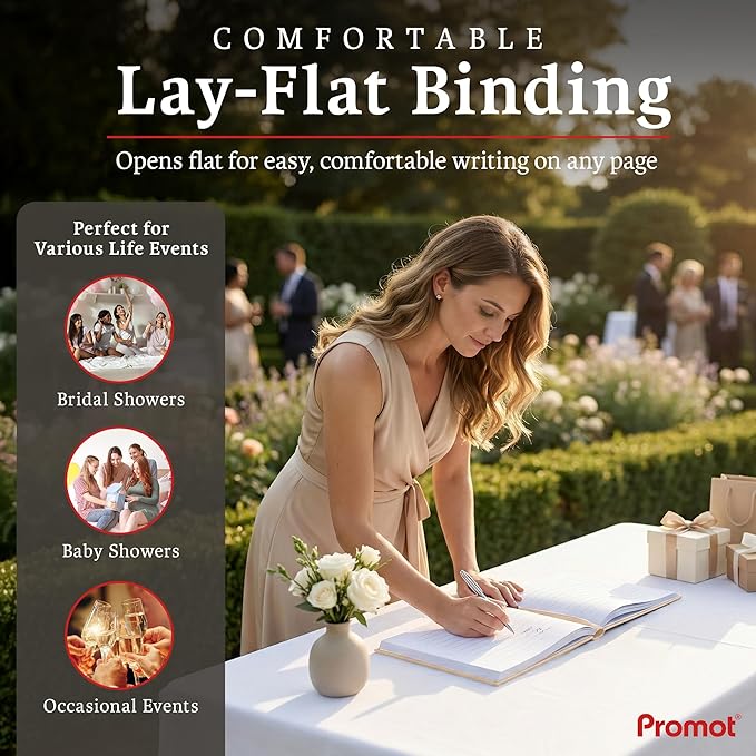 Personalized Hardcover Wedding Guestbook - (Champagne Gold) | Elegant Wedding Keepsake Design, Premium Hardcover Construction, Smooth Lined Writing Pages, Perfect for Cherished Messages - Image 5