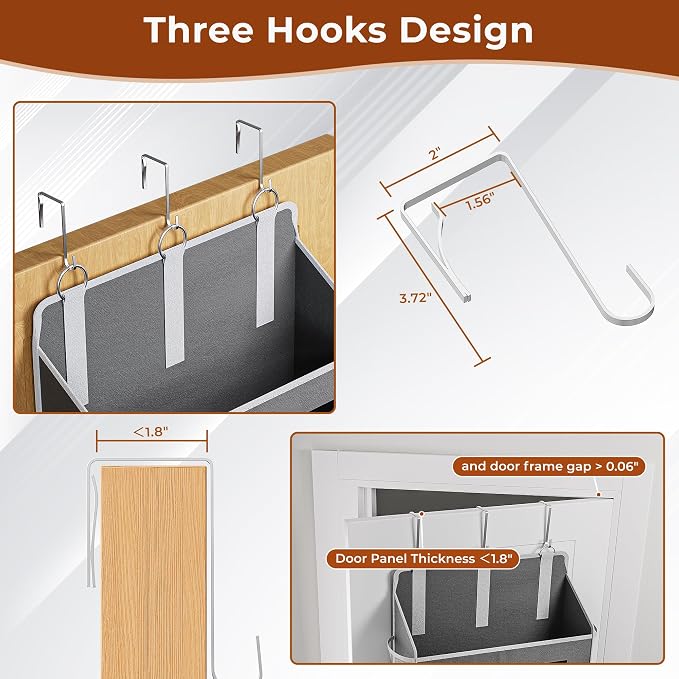 2 Pack 5 Tier Over The Door Organizer Space-Saving Storage for Any Room | Grey Hanging Closet Organizer with 10 Mesh Pockets and Clear Windows, Closet Organizers and Storage for Bathroom, Bedroom - Image 4