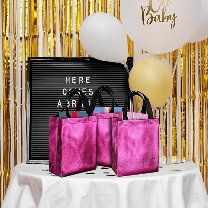 BLEWINDZ 100 Medium Reusable Gift Bags with Handles - Ideal Party Favors & Shopping Bags (10 Colors) - Image 3