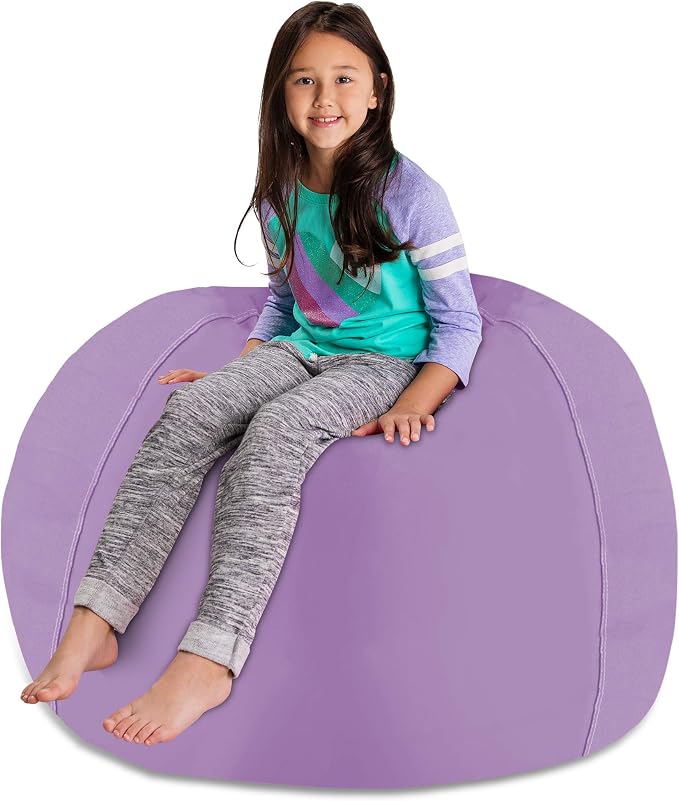 Posh Stuffable Kids Stuffed Animal Storage Bean Bag Chair Cover - Childrens Toy Organizer, X-Large 48" - Heather Lavender - Image 4
