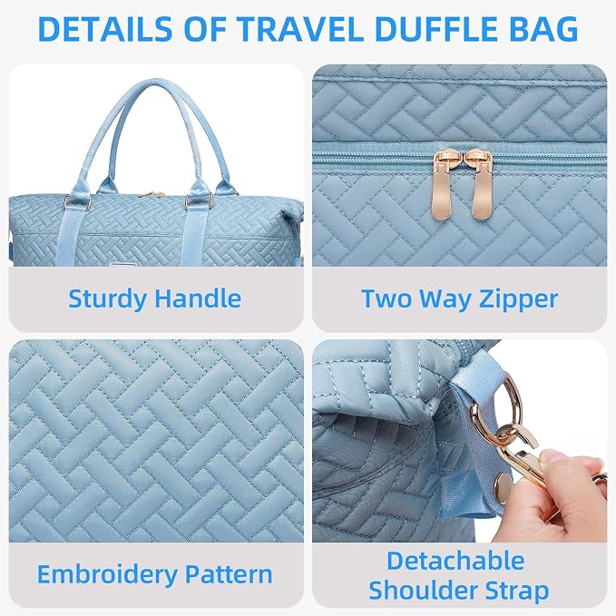 Duffle Bag for Travel, Weekender Bag with Shoe Compartment, Carry On Overnight Bag for Women with Toiletry Bag, Gym Bag with Wet Pocket, Hospital Bags for Labor and Delivery Beige - Image 6