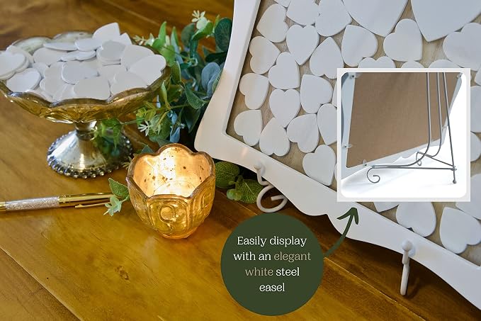 Wedding Guest Book Alternatives | Drop Top Frame 85 hearts | Large photo insert | Unique guestbook alternatives baby shower | guest book alternatives birthday party | retirement | funeral guest book - Image 6