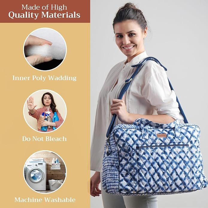 Maison d' Hermine Weekender Bags for Women Cotton Quilted Duffel Overnight Luggage Weekend Bag for Men Gym Gifts Travel | Overnight Luggage Weekend Bag for Men Gym Sports Gifts Duffle bag Business Travellers Trip Spring Summer - Image 2
