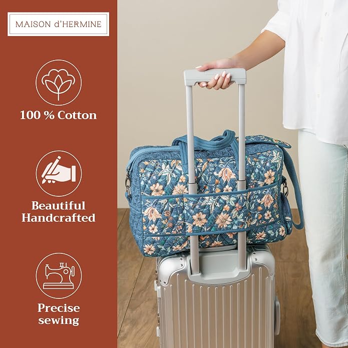 Maison d' Hermine Weekender Bags for Women Cotton Quilted Duffel Overnight Luggage Weekend Bag for Men Gym Gifts Travel | Overnight Luggage Weekend Bag for Men Gym Sports Gifts Duffle bag Business Travellers Trip Spring Summer - Image 3