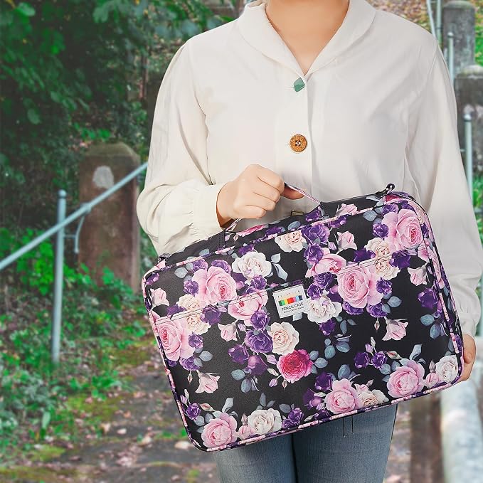 JAKAGO 480 Slots Colored Pencil Case Extra Large Capacity Pen Holder for Artist Painter Zipper Organizer Bag for Marker Highlighter Storage Case for Office Sketch Travel Supplies (Purple Rose) - Image 6