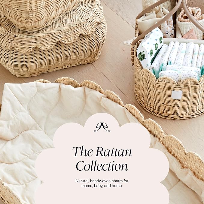 BEBE BASK Premium Baby Diaper Caddy Organizer Basket with Cotton Divider | Handmade & Award-Winning, Rattan Diaper Basket, Newborn Essentials, Nursery Basket, Removable Divider, Baby Shower (SAVANNAH) - Image 9