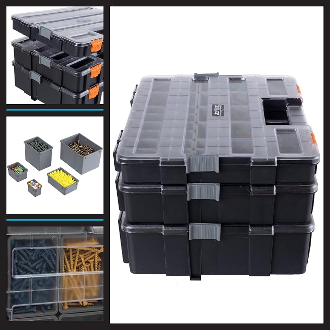 Stalwart Tool Box Organizer - 3-in-1 Portable Small Parts Organizer, Gray - Image 6