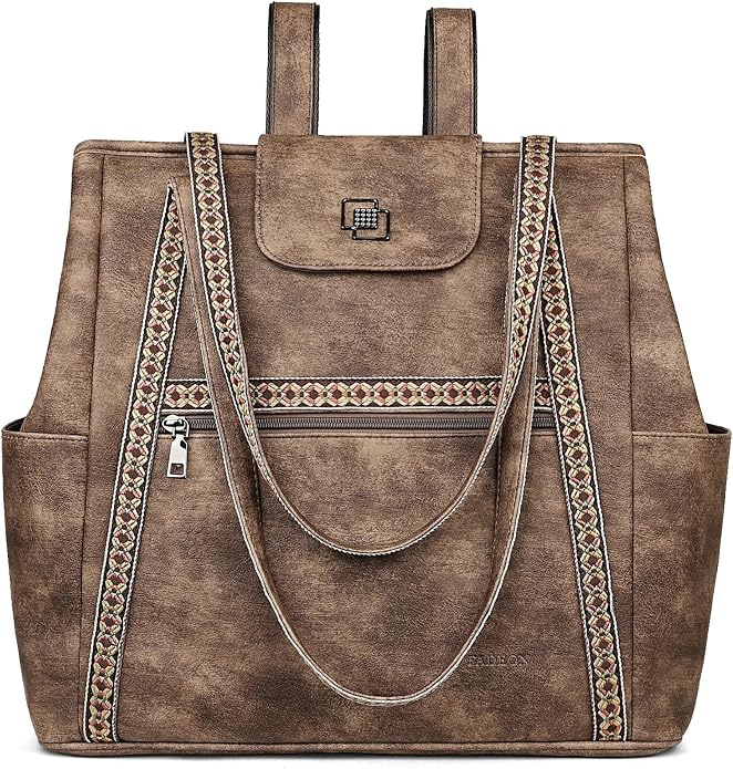 Large Laptop Tote Bag for Women Designer Leather Laptop Bag, 15.6in | Fashion Travel Backpack Purse Shoulder Handbag Fits 15.6 Laptop, Daily, Work, Business Trip, Weekend Travel, Teacher - Image 9
