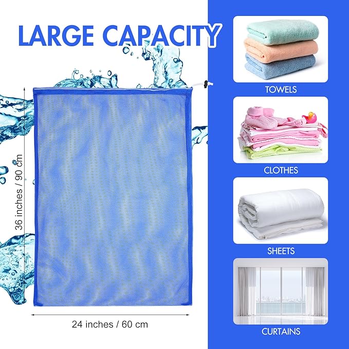 Berlune 30 Pack Large Mesh Laundry Bags | Oversized breathable mesh bags help sort and transport laundry for dorms, rentals, laundromats and facilities. - Image 2