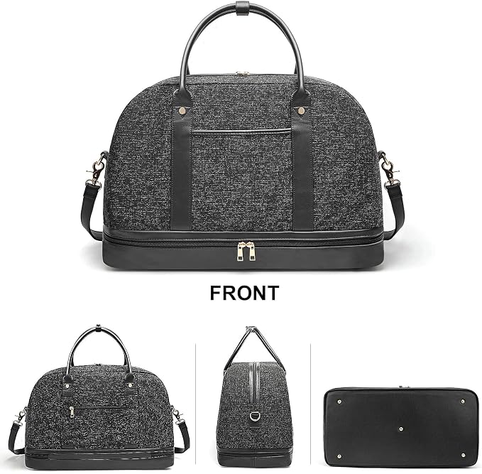 Weekender Bag for Women Canvas Overnight Bag Large Travel Tote Bag Carry on Shoulder Duffle Bag With Shoe Compartment,Perfect for Travel/Daily Use/Birthday Gift … - Image 4
