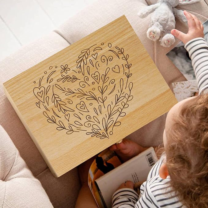 EXISTING Memory Box for Keepsakes, Heart Wooden Box with Hinge Lid | Woodblock Heart Laser Cut Wooden Storage Box, Large Keepsake Boxes Block for Keepsack Memory - Store Jewelry, Toys, Photos - Image 7