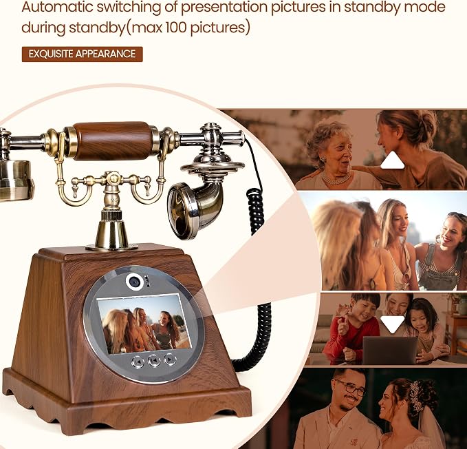 Video Audio Guest Book Wedding Phone,1080P HD Video Phone Guestbook, Preserve Your Special Occasions, Ideal for Wedding Bridal Shower, Birthday, Graduations, Baby Shower(Retro Brown) - Image 6