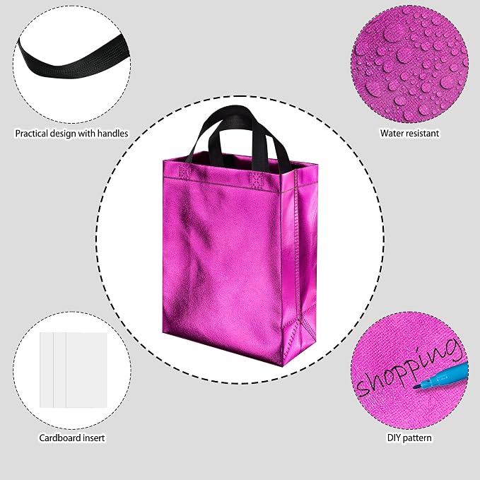 BLEWINDZ 100 Medium Reusable Gift Bags with Handles - Ideal Party Favors & Shopping Bags (10 Colors) - Image 6