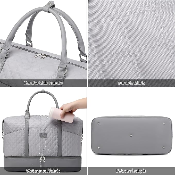Weekender Bag, Large Travel Duffel Bag for Women, Carry on Overnight Bag with Shoe Compartment and Toiletry Bags - Image 6