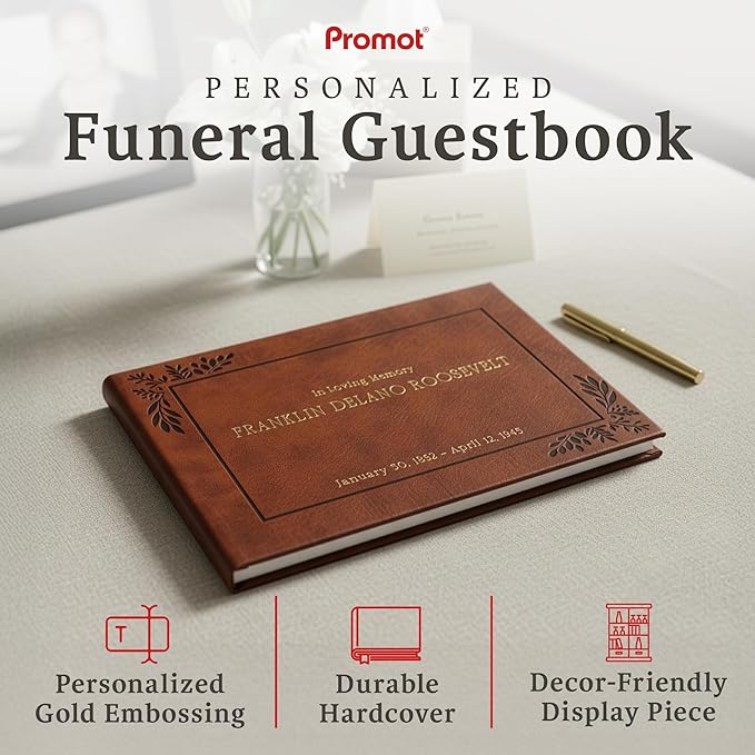 Funeral Guestbook - Guestbook for Funeral Celebration (Brown) | Elegant Memorial Keepsake, Premium Hardcover Construction, Thoughtfully Designed for Services, Lasting Tribute to Loved Ones - Image 2