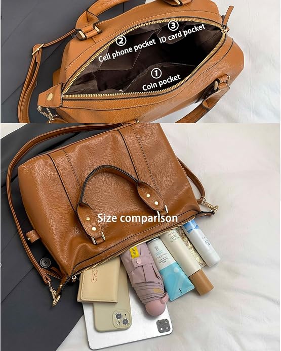 Handbags and Purses for women Vegan Leather Tote Bag for Women Satchel Shoulder Bags Travel Purse with Compartments - Image 7