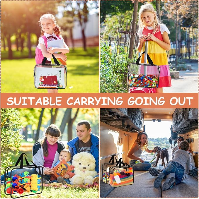 6 Packs Large Toy Storage Bags with Labels, Reusable Clear PVC Board Game Storage, Travel Waterproof Organizer Bags with Zipper for Building Blocks, Puzzle, Kids Books - Image 6