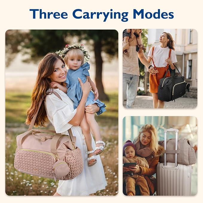 mommore Diaper Bag Tote Large Travel Baby Bag with Pacifier Case | Portable Changing Pad, Insulated Pocket & Stroller Strap, Baby Essentials Maternity Bag , Hospital Bag for Labor Delivery - Image 2