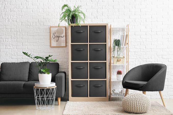 Sorbus Fabric Storage Cubes - 8 Foldable Storage Bins for Organizing Pantry, Cubbies, Toy Box - Clothes Storage & Closet Organizer - 11 Inch Collapsible Cube Baskets for Shelves with Handle - Image 2