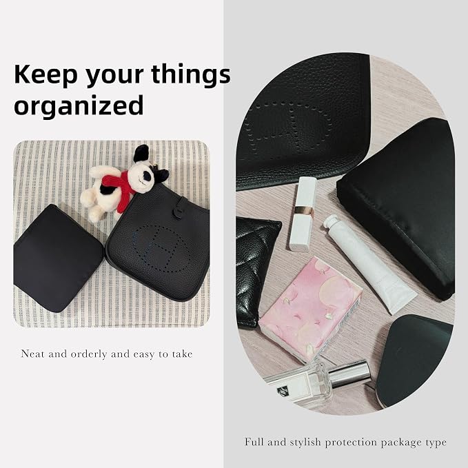 DGAZ Silky Purse Organizer Insert Fits Evelyne TPM/PM/GM/TGM Bags, Luxury Handbag & Tote Organizer, Simplicity bag organizer（Black,GM） | Soft and Lightweight,Perfect Fit,Multi-pocket Storage,Bag Protector,Luxury Bag Care,Handmade,for Smooth Bag Organizer - Image 8
