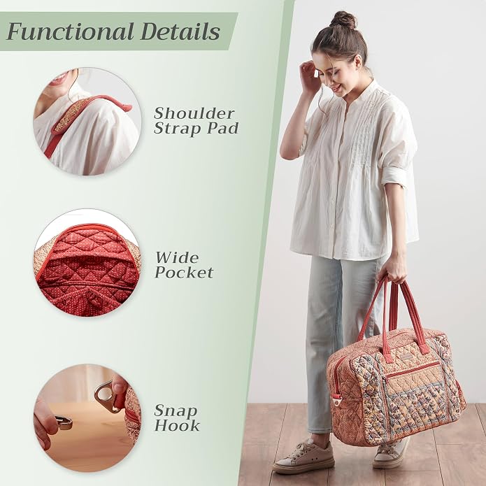 Maison d' Hermine Weekender Bags for Women Cotton Quilted Duffel Overnight Luggage Weekend Bag for Men Gym Gifts Travel | Overnight Luggage Weekend Bag for Men Gym Sports Gifts Duffle bag Business Travellers Trip Spring Summer - Image 5
