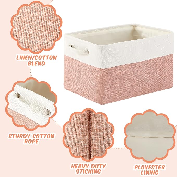 6 Pack Cube Storage Bins Fabric Cube Basket Handle, Dark Morandi, 15x11x9.5 | Color Block Foldable Organizer with Handles, Home Closet Bin for Shelves, Durable Cube Baskets Bulk for Home Storage - Image 3