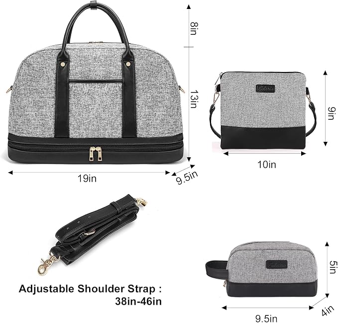Weekender Bag for Women Canvas Overnight Bag Large Travel Tote Bag Carry on Shoulder Duffle Bag With Shoe Compartment,Perfect for Travel/Daily Use/Birthday Gift … - Image 6