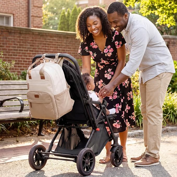 mommore Diaper Bag Backpack Multi-pocket Baby Bag with Changing Pad | Travel Essentials for Mom & Dad, Insulated Pockets & Stroller Straps, Newborn Maternity Bag & Registry Must-Haves - Image 2