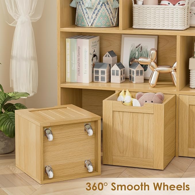 Toy Storage Organizer with Movable Drawer Toy Organizer for Kids | Kids Bookshelf and Toy Chest Storage with Hidden Wheels, Toy Organizers and Toy Storage for Playroom - Image 6
