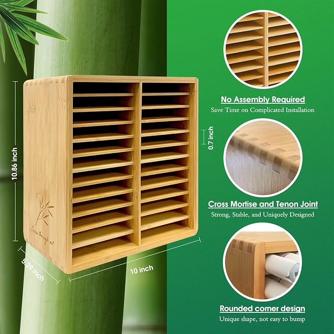 Marker Organizer for 168 Markers,Bamboo Wooden Desk Storage Organizer Rack,Markers Pens Pencils Art Brushes Storage Holder for Home Classroom Office Decor. - Image 3
