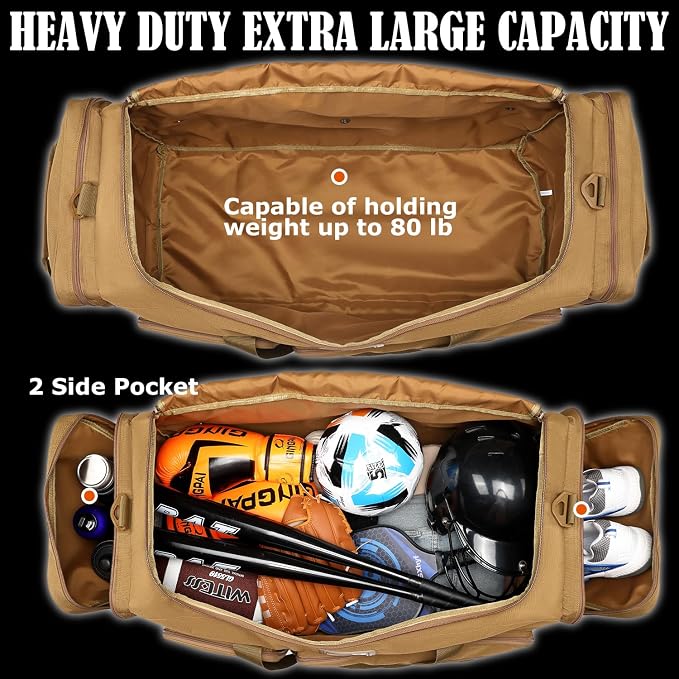 130L Extra Large Duffle Bag for Men, Heavy Duty Large Duffle Bag for Travel | Shoe Compartment, XL Sports Gym Equipment Bag for Hockey Football Baseball Basketball & More - Image 4