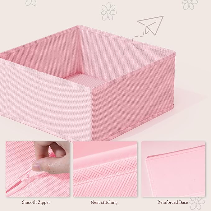 Drawer Organizer 18-Piece Set, Dresser Organizer for Baby Clothes, Foldable Closet Storage & Drawer Dividers for Underwear, Socks, Nursery (Pink) - Image 4