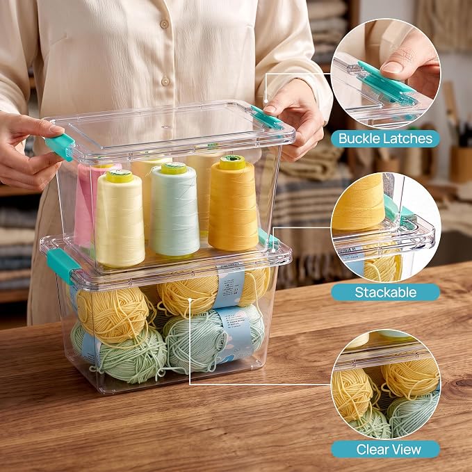 Vtopmart 6 Pack 5 Qt Clear Storage Bins with Lids for Toy & Craft Storage | Stackable Plastic Toy Bin for Home, Classroom, Plastic Art & Craft Storage Container, BPA-Free Organizer Box - Image 6