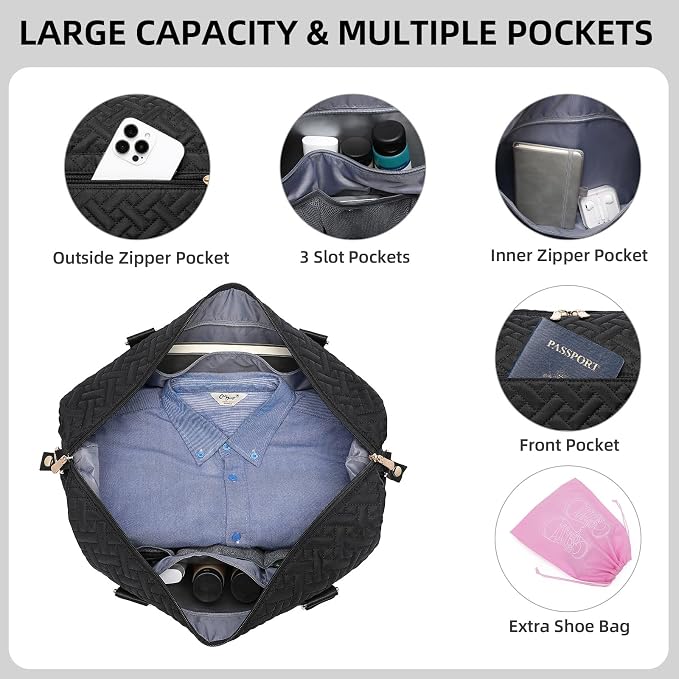 Duffle Bag for Travel, Weekender Bag with Shoe Compartment, Carry On Overnight Bag for Women with Toiletry Bag, Gym Bag with Wet Pocket, Hospital Bags for Labor and Delivery Beige - Image 5