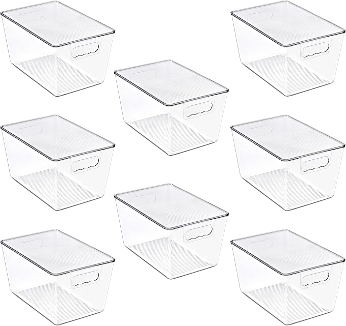 Clear Storage Bins with Lids, 8 Pack Large Stackable Clear Bins, Clear Storage Containers with Lids, Plastic Organizer Boxes for Pantry Storage, Kitchen Cabinets, Closet Organization, Bathroom - Image 7