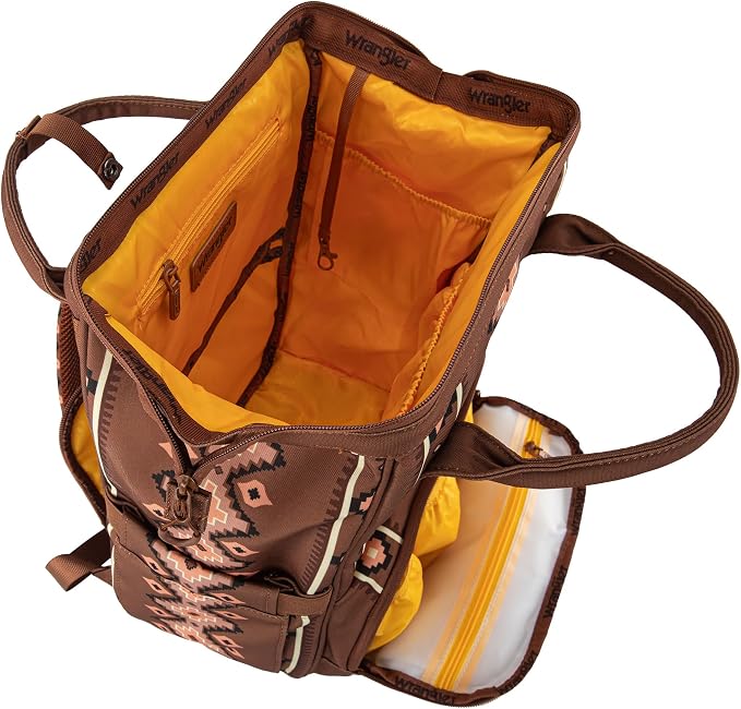 Wrangler Aztec Backpack Organized Daypack Travel Baby Bag with Stroller Strap and Side Bottle Pockets WG2204-9110CM - Image 3