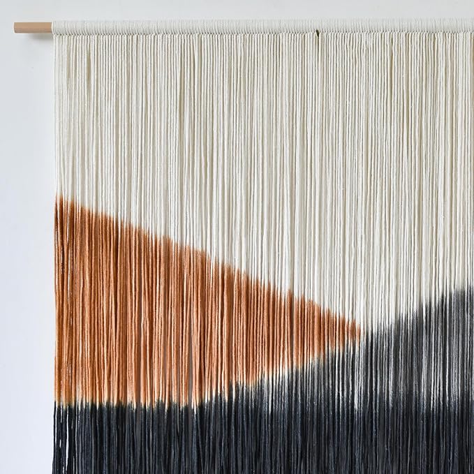 Macrame Wall Hanging Black Dip Dye Boho Wall Art for Living Room 57"W*35"L | Dip Dyed Wall Hanging, Large Wall Art, Handmade Cotton Craft, for Living Room Bedroom Accent, Unique Home Decor - Image 6