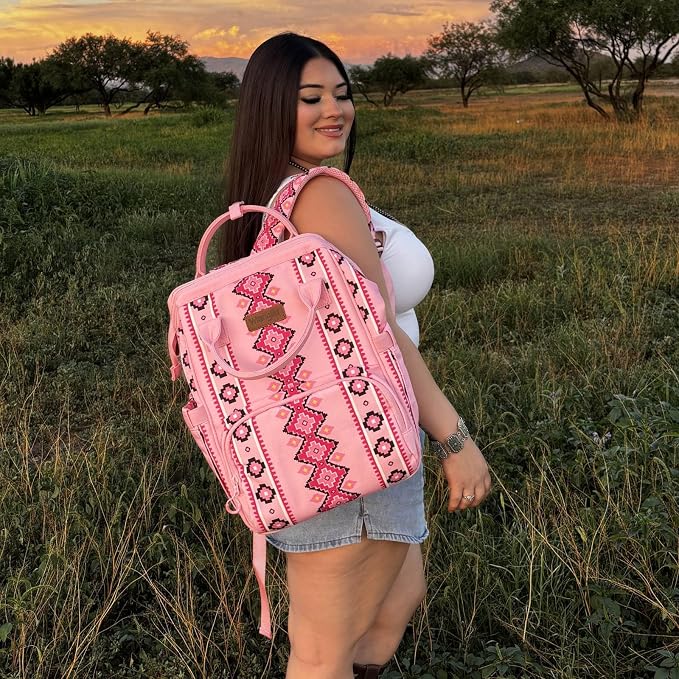 Montana West Wrangler Diaper Bag Backpack Aztec Callie Bag Travel Backpack Purses Western Multi-Function Baby Bags for Mom - Image 8