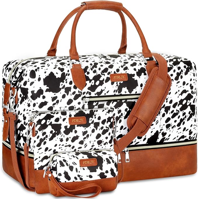 ITIEZY Weekender Bag for Women 21.5" Travel Duffel Large Carry On Bag 3PCS | Nylon Duffel Bag with Waterproof Shoe Compartment, Crossbody Bag and Toiletry Bag, Travel Weekend Hospital Overnight Gym Bag by ITIEZY
