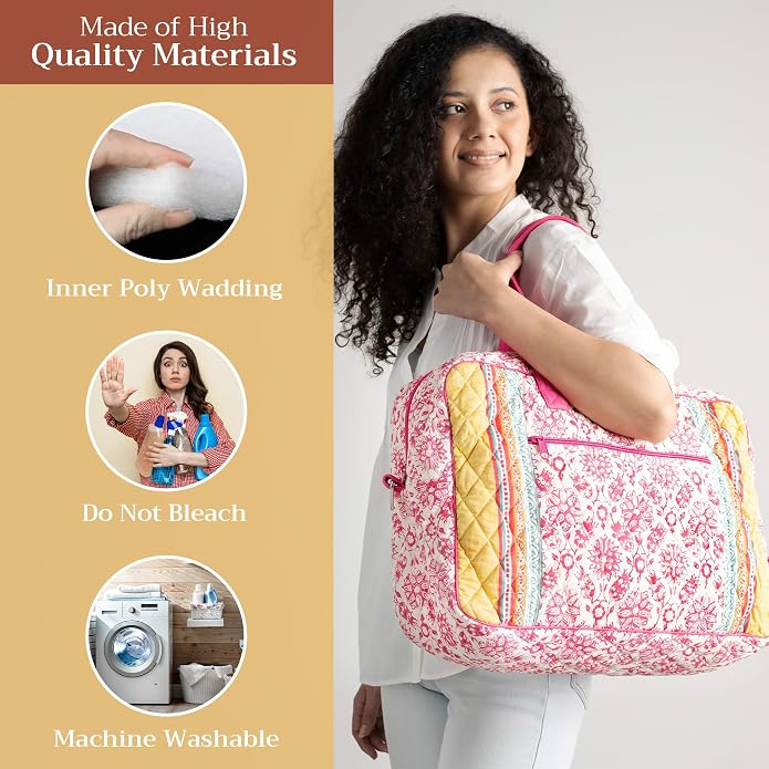 Maison d' Hermine Weekender Bags for Women Cotton Quilted Duffel Overnight Luggage Weekend Bag for Men Gym Gifts Travel | Overnight Luggage Weekend Bag for Men Gym Sports Gifts Duffle bag Business Travellers Trip Spring Summer - Image 2