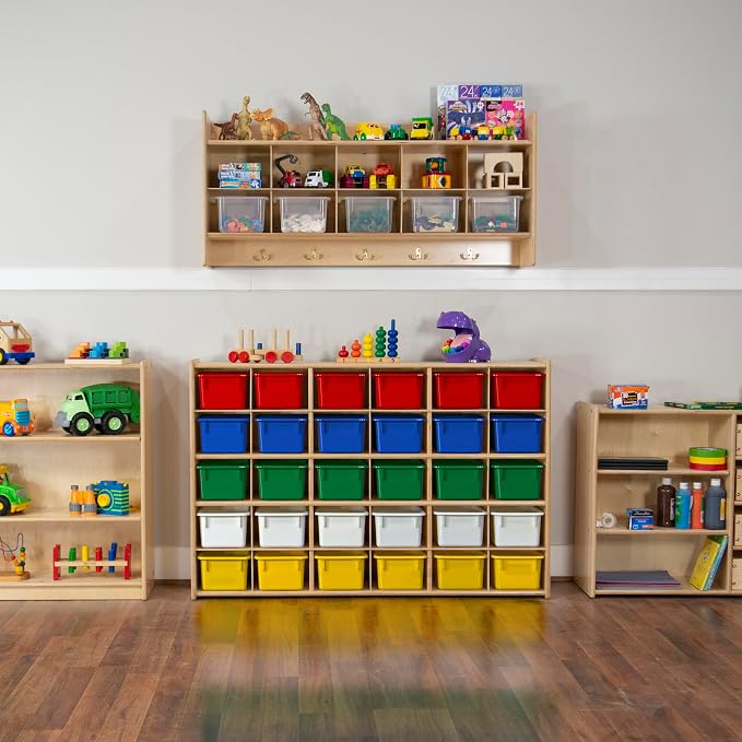 Wood Designs Cubby Storage Bin, Heavy Duty Plastic Containers for Kids Assorted Cubby Tray Set of 12 - Image 6