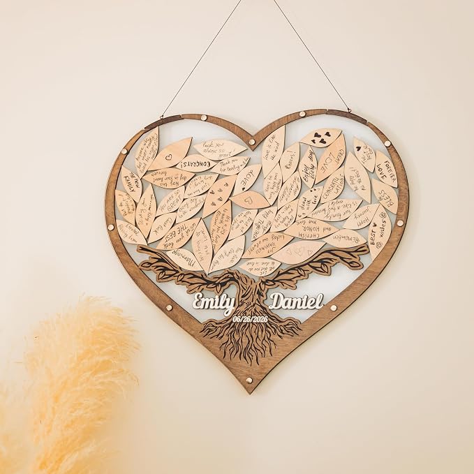 Tree Leaves Guest Book | Personalized Wedding Guest Book Alternative | Personalized Maple Tree and Leaves Wedding Guest Book Alternative | Tree Guest Book for Wedding | Drop Box Guest Book - Image 9