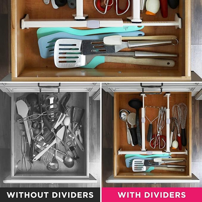 8 Drawer Organizer and Dividers, Organize Silverware and Utensils in Home Kitchen, Divider for Clothes in Bedroom Dresser, Designed to Not Snag Underwear and Bra Fabrics, Bathroom Storage Organizers - Image 5