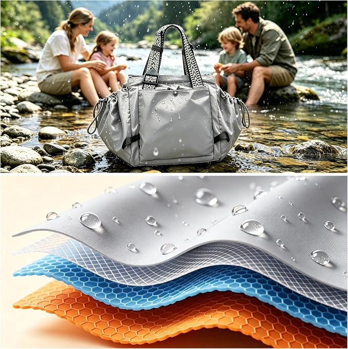Women's Everyday Tote Bag,Diaper Bag,Baby Bag,Newborn Essentials,Large Capacity,Baby Christening Gift,Baby Registry（Gray） - Image 7