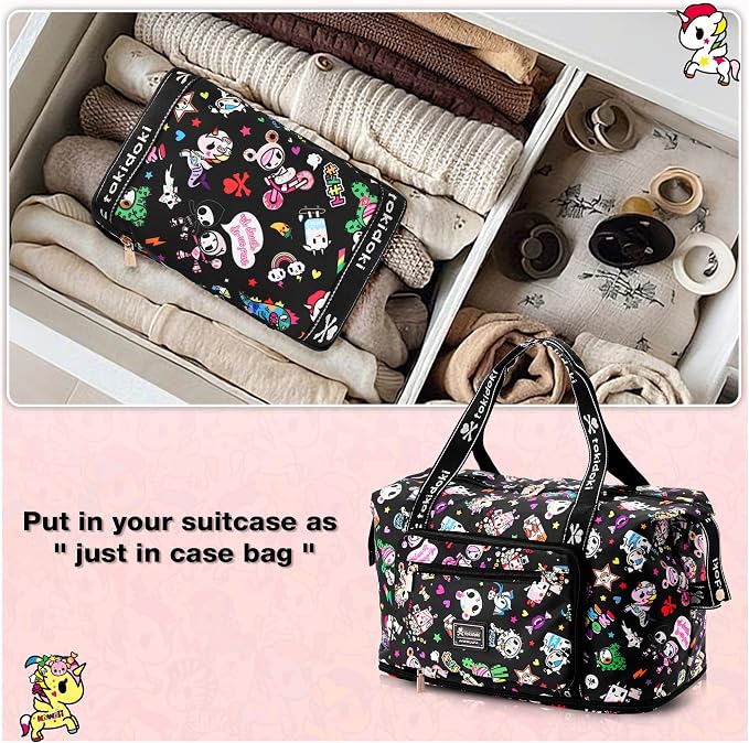 tokidoki Travel Duffle Bag, Weekender with Shoe Compartment Toiletry Bag | many compartments: laptop sleeve, wet-dry pocket, trolley sleeve. Includes toiletry bag. Carry-on. - Image 5
