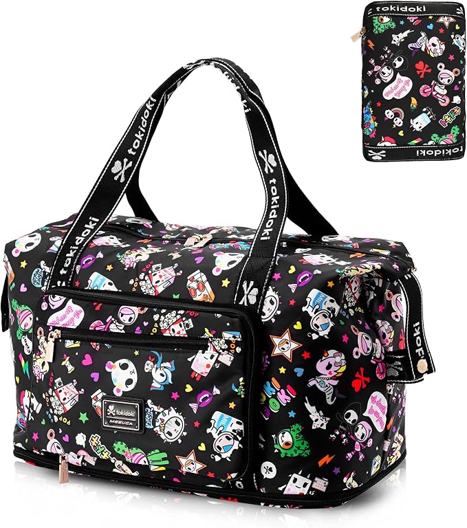 tokidoki Travel Duffle Bag, Weekender with Shoe Compartment Toiletry Bag | many compartments: laptop sleeve, wet-dry pocket, trolley sleeve. Includes toiletry bag. Carry-on. by Tokidoki