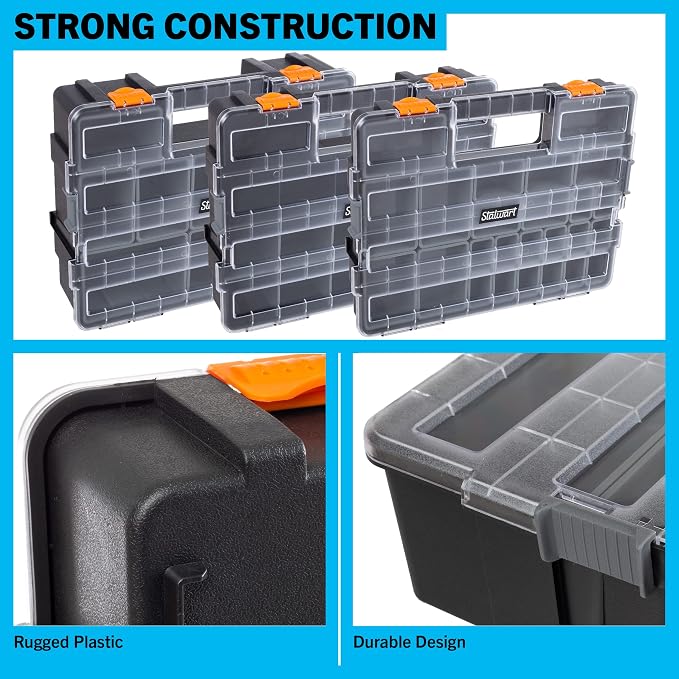 Stalwart Tool Box Organizer - 3-in-1 Portable Small Parts Organizer, Gray - Image 4