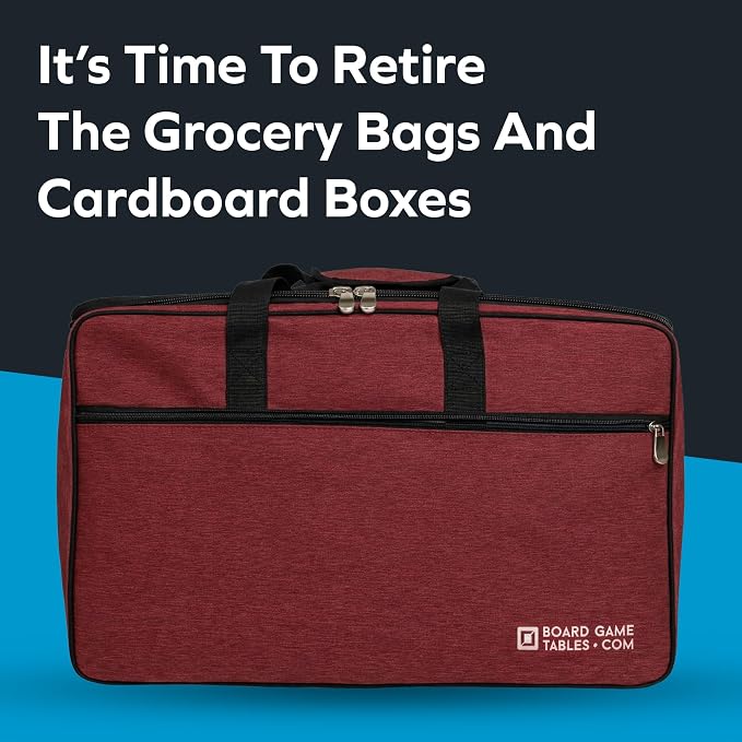 Board Game Bag, [Backpack/Shoulder Strap/Luggage Slip] | Padded Board Game Carrier (Ruby Red) - Image 4