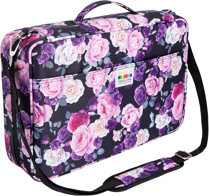 YOUSHARES 480 Slots Colored Pencil Case - Big Capacity Pen Case Organizer with Multilayer Holder large Colored Pencil Case (Purple Pink Rose) by YOUSHARES